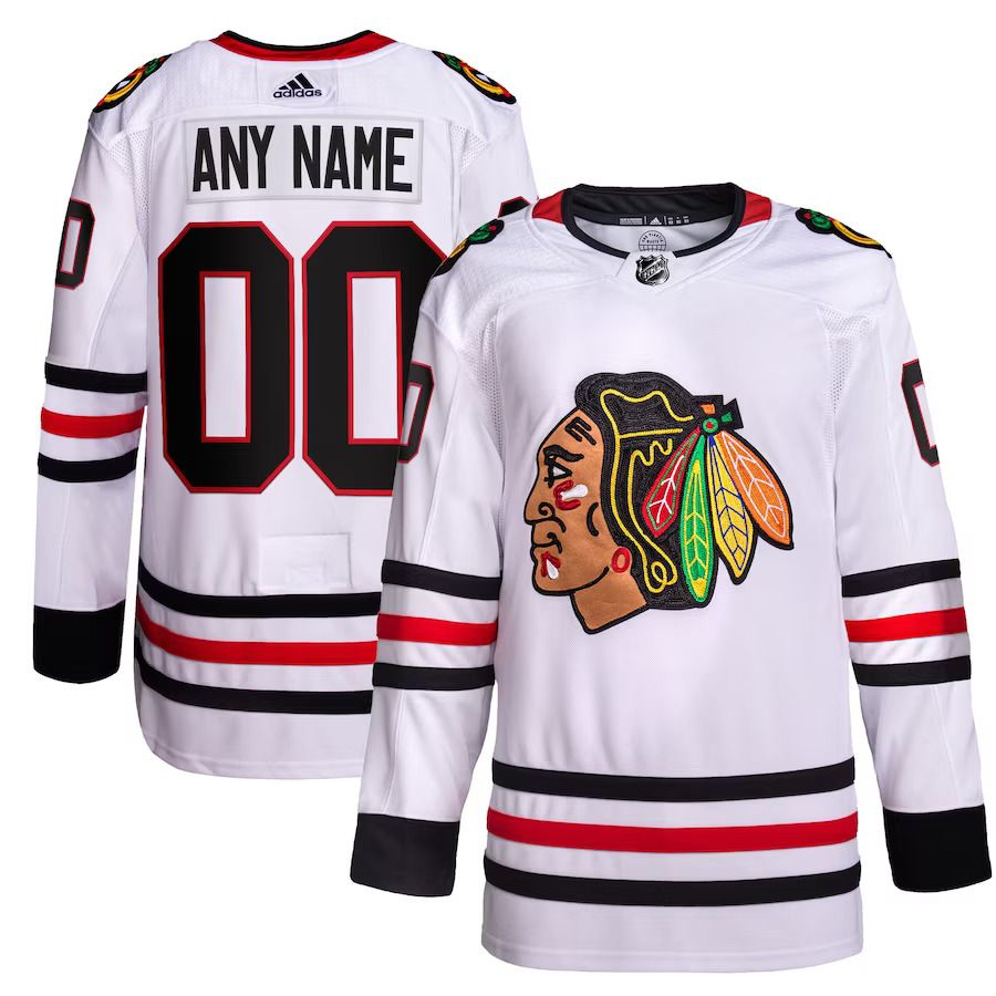 Men Chicago Blackhawks adidas White Away Primegreen Authentic Pro Custom NHL Jersey